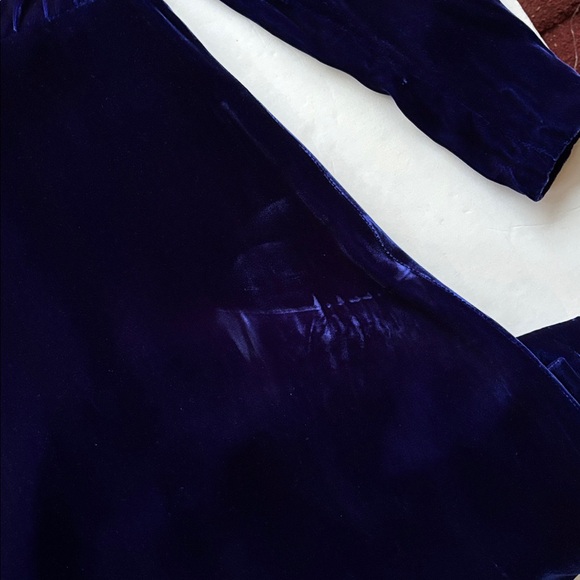 Vintage 70’s Milkmaid Velvet Goth Blue Peasant Gunne Sax 80’s Maxi Dress Gown M - Picture 13 of 17